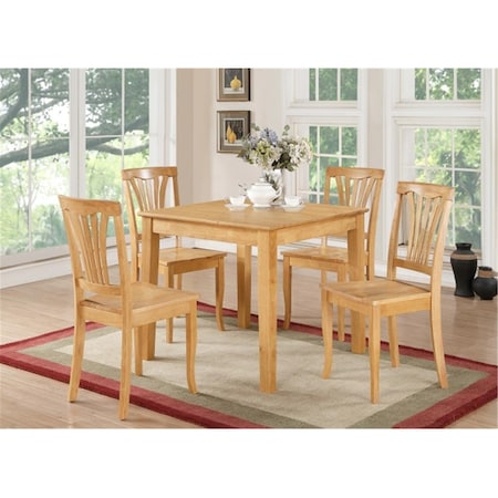 East West Furniture 5 Piece Small Kitchen Table and Chairs Set-Square Dinette Table and 4 Kitchen Chairs OXAV5-OAK-W